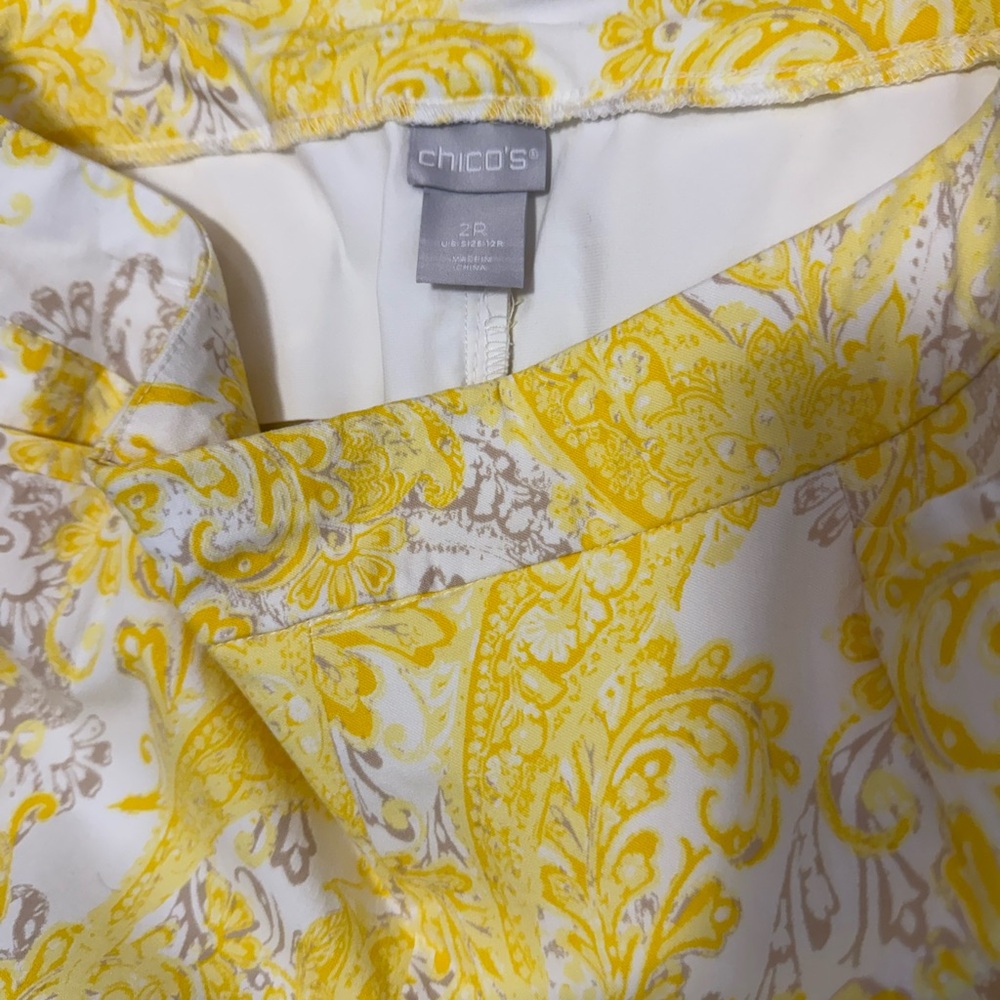 Chico's so slimming Brigitte 360 Coastal Paisley Pineapple ankle sz 2 12 - Picture 7 of 9